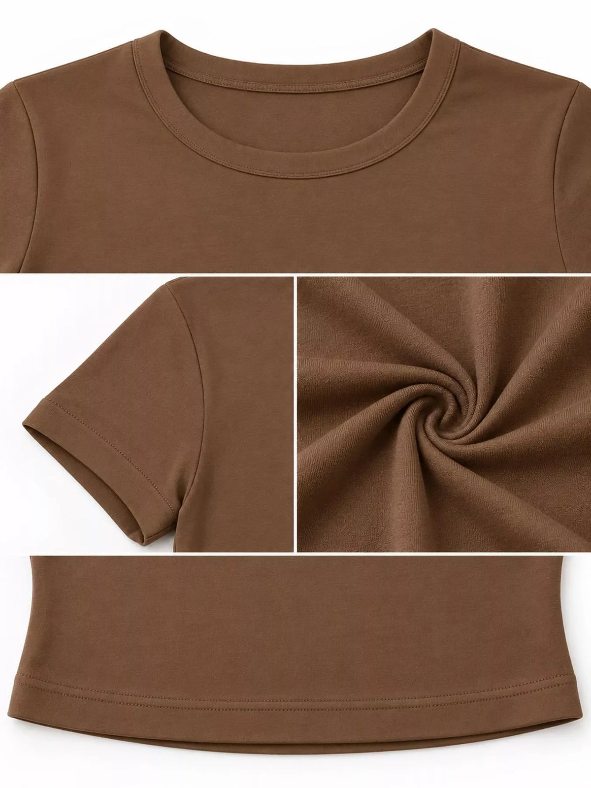 Slim Fit Basic Crew Neck Short Sleeve Crop T-Shirt