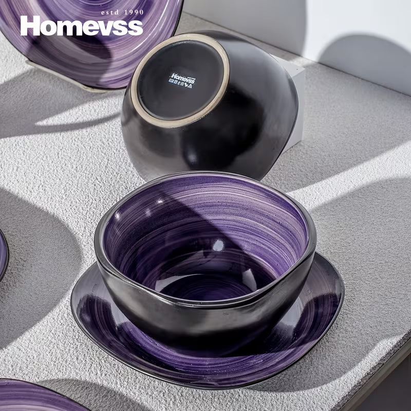 16-Piece Square Stoneware Dinnerware Set with Black Trim