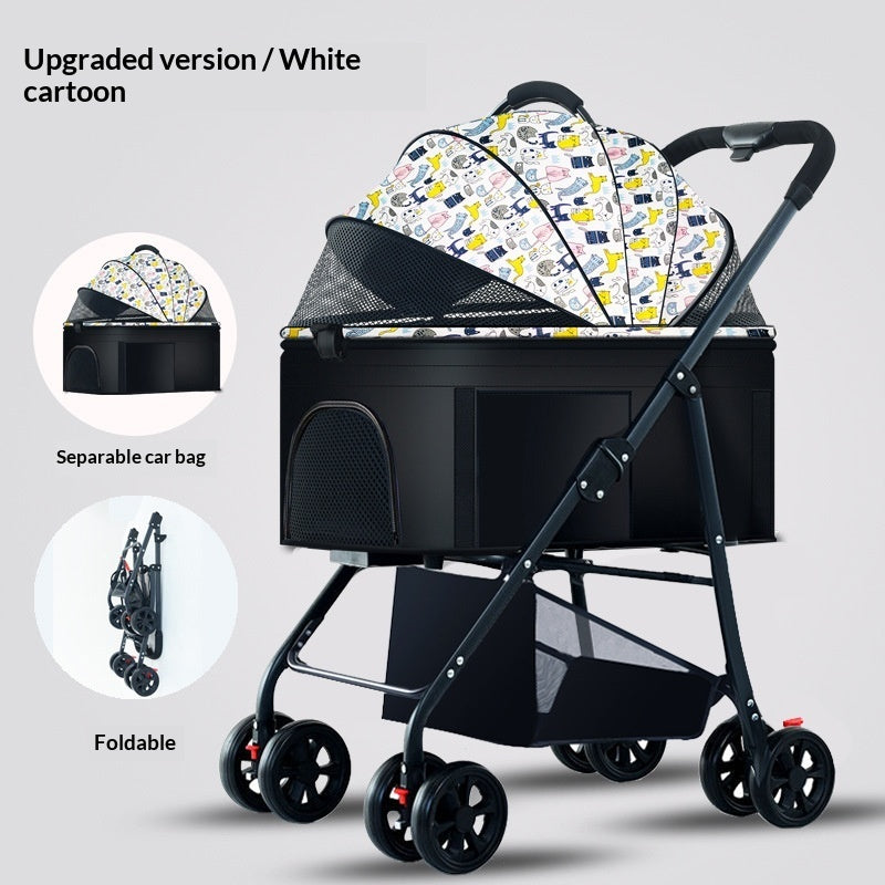 Pet Stroller For Dogs And Cats Portable Detachable Cage With Folding Design For Outdoor Potty Breaks