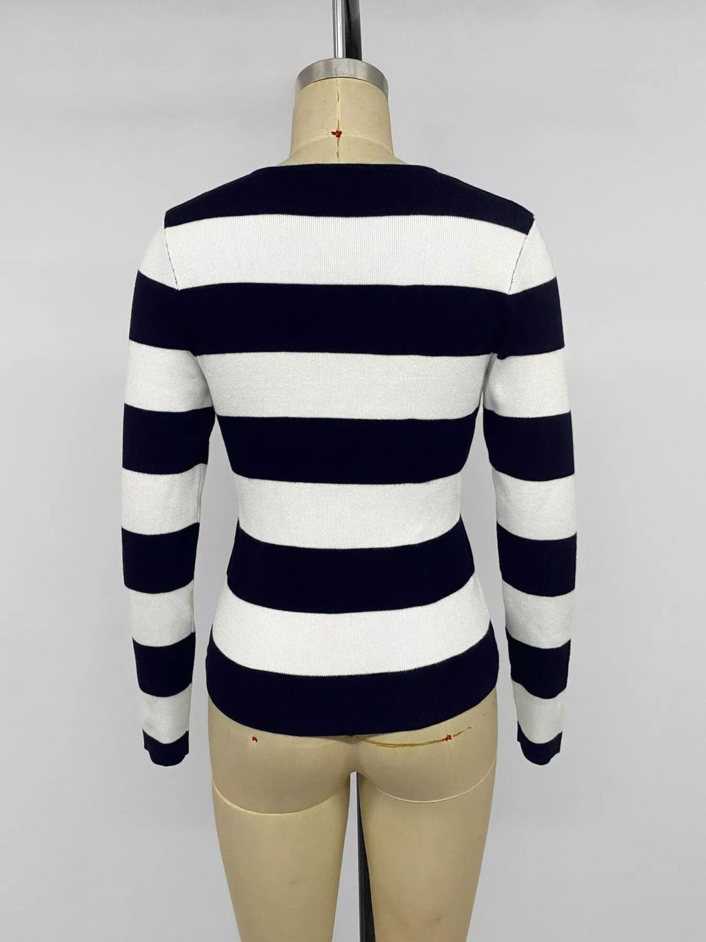 Striped Button-Down Knit Cardigan