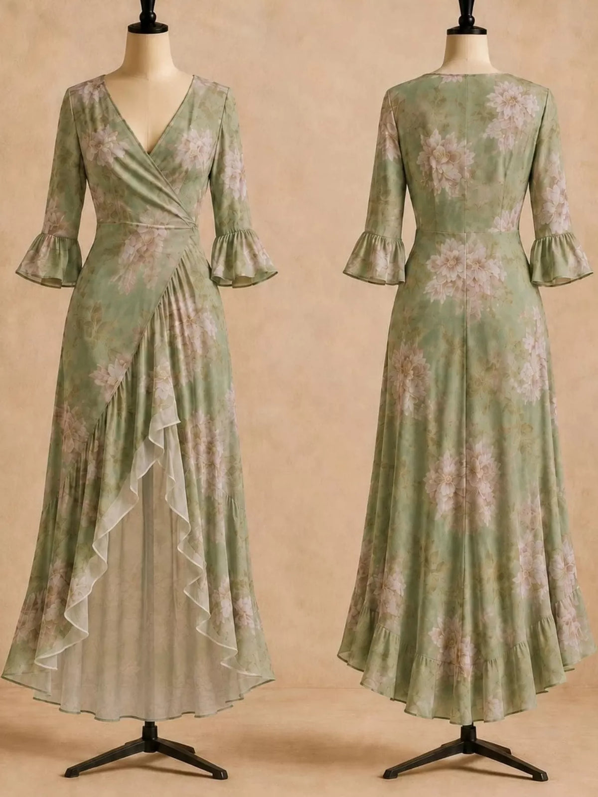 High-Low Ruffled Maxi Dress
