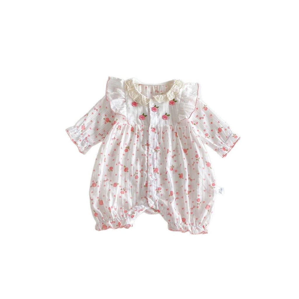 Arrival Sweet Lace-Embroidered Romper For Baby Girls