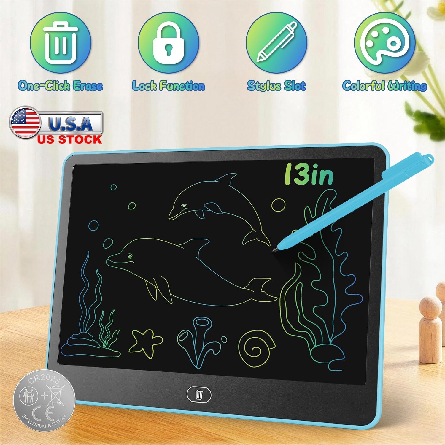 LCD Writing Tablet for Kids with Stylus & Lock Function