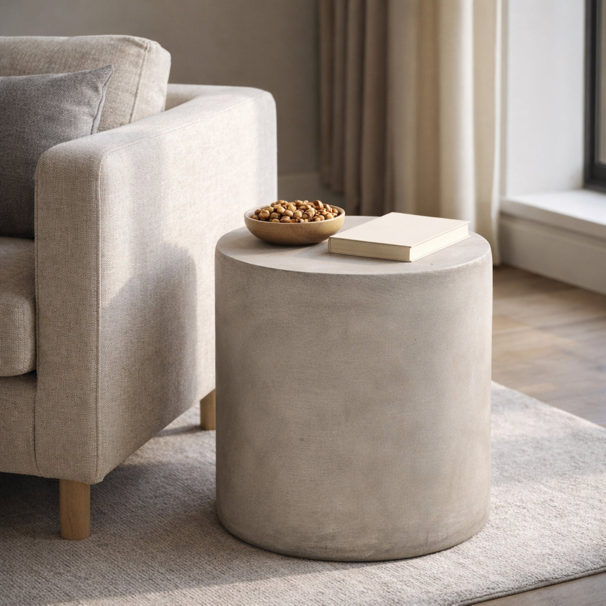 Outdoor LightWeight Concrete Side Table,Light Gray_70886.00