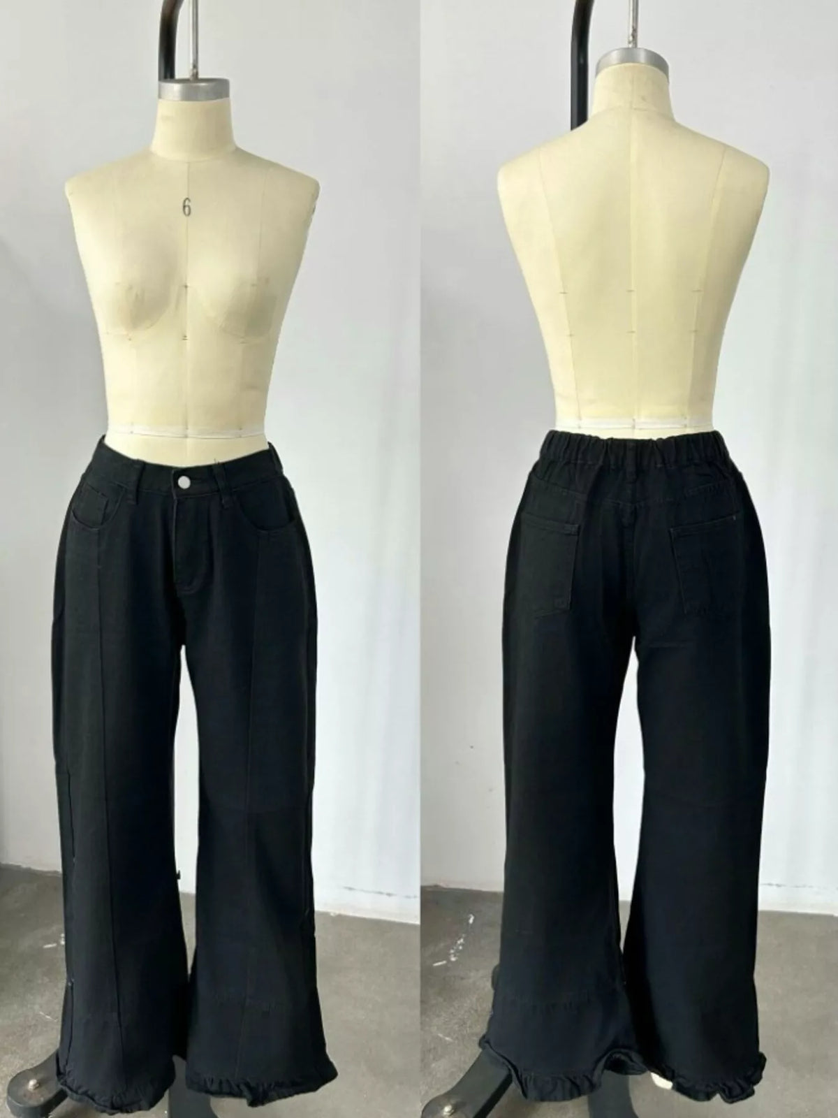 Full Size High-Waisted Wide-Leg Ruffle Hem Jeans Plus Size