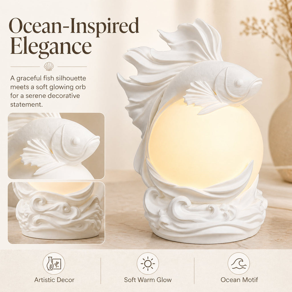 3D Printed Betta Fish Ambient Table Lamp, Sculptural Fish Night Light With Warm Glow, Decorative Desk Lamp For Bedroom Bookshelf Home Decor