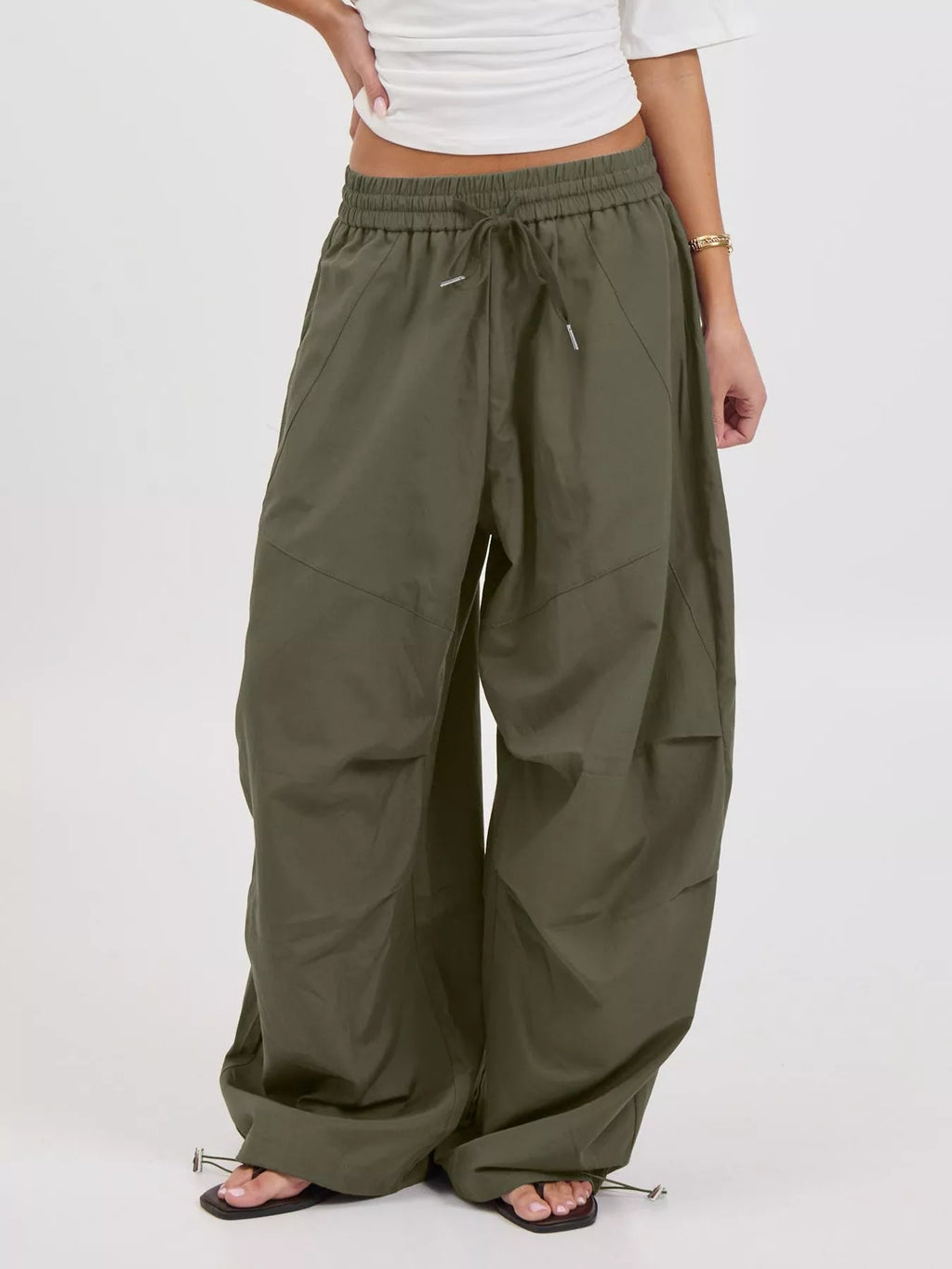 Drawstring Wide Leg Pants