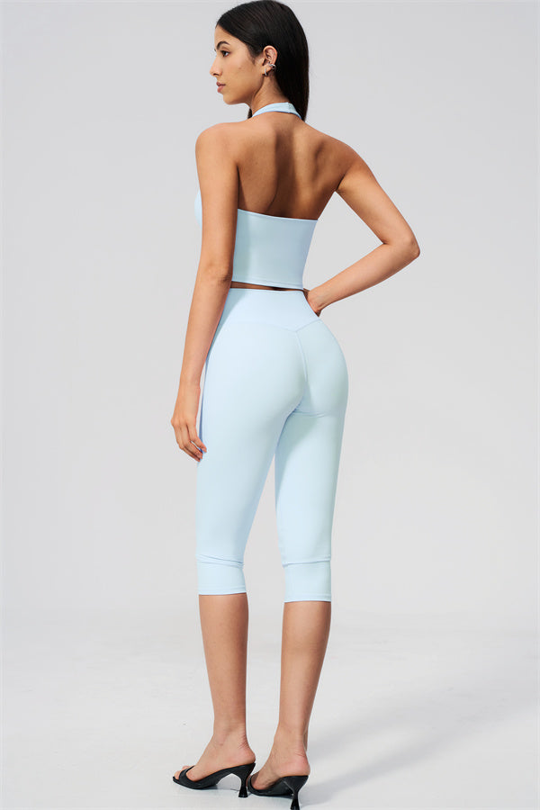 The Twirl Wide Strap Halter Crop Top