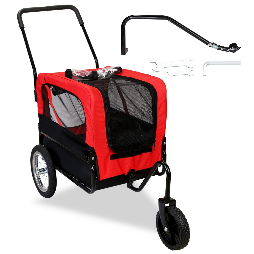 2-in-1 Pet Bike Trailer and Stroller for Small to Medium Pets