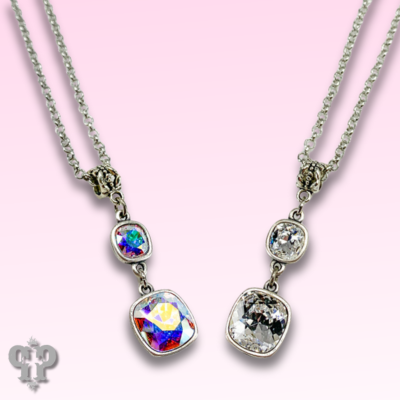 Double square crystals from Swarovski® necklace