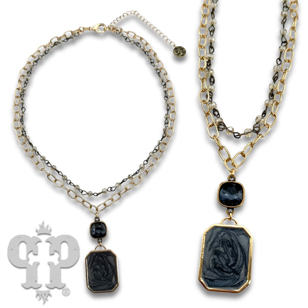 Double strand necklace with crystals from Swarovski®