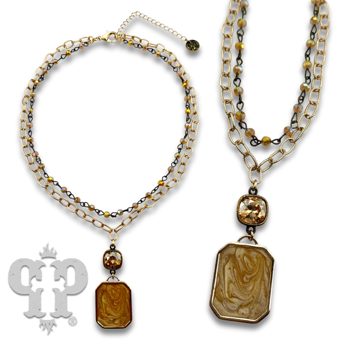 Double strand necklace with crystals from Swarovski®