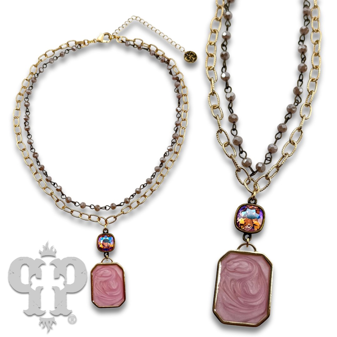 Double strand necklace with crystals from Swarovski®