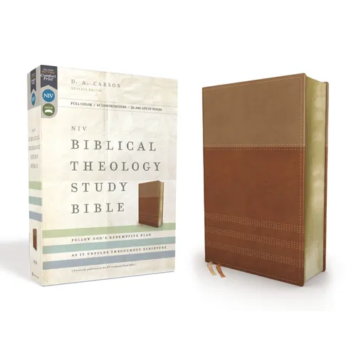 NIV, Biblical Theology Study Bible, Imitation Leather, Tan/Brown, Comfort Print: Follow God's Redemptive Plan as It Unfolds Throughout Scripture - Imitation Leather