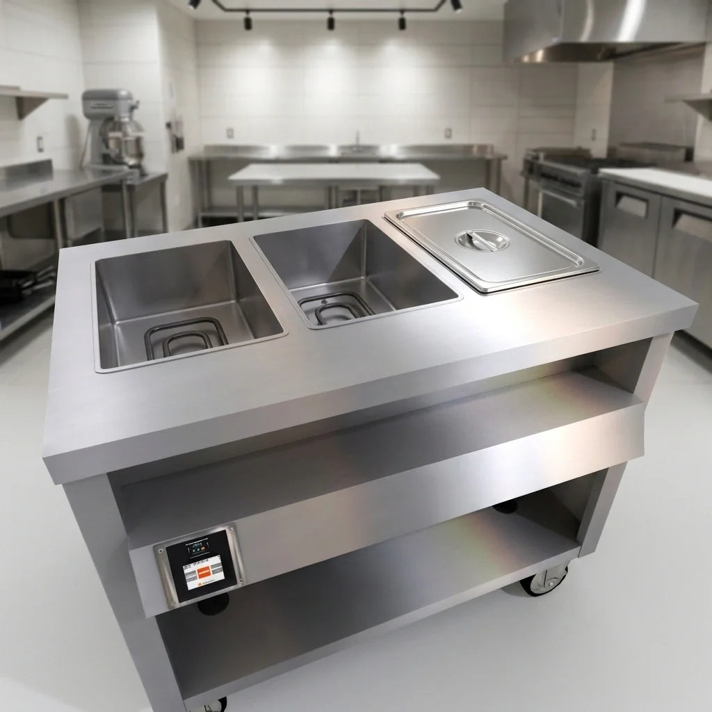 Duke Thurmaduke TWHF-46PG 46-Inch Mobile Electric Food Warmer with 3 Waterless Wells and Touch Screen Controls
