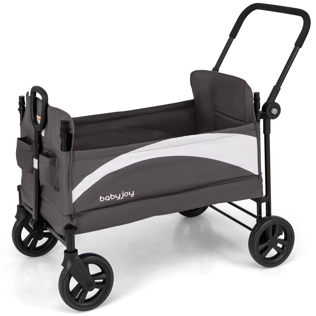 2-Seat Stroller Wagon with Adjustable Canopy and Handles