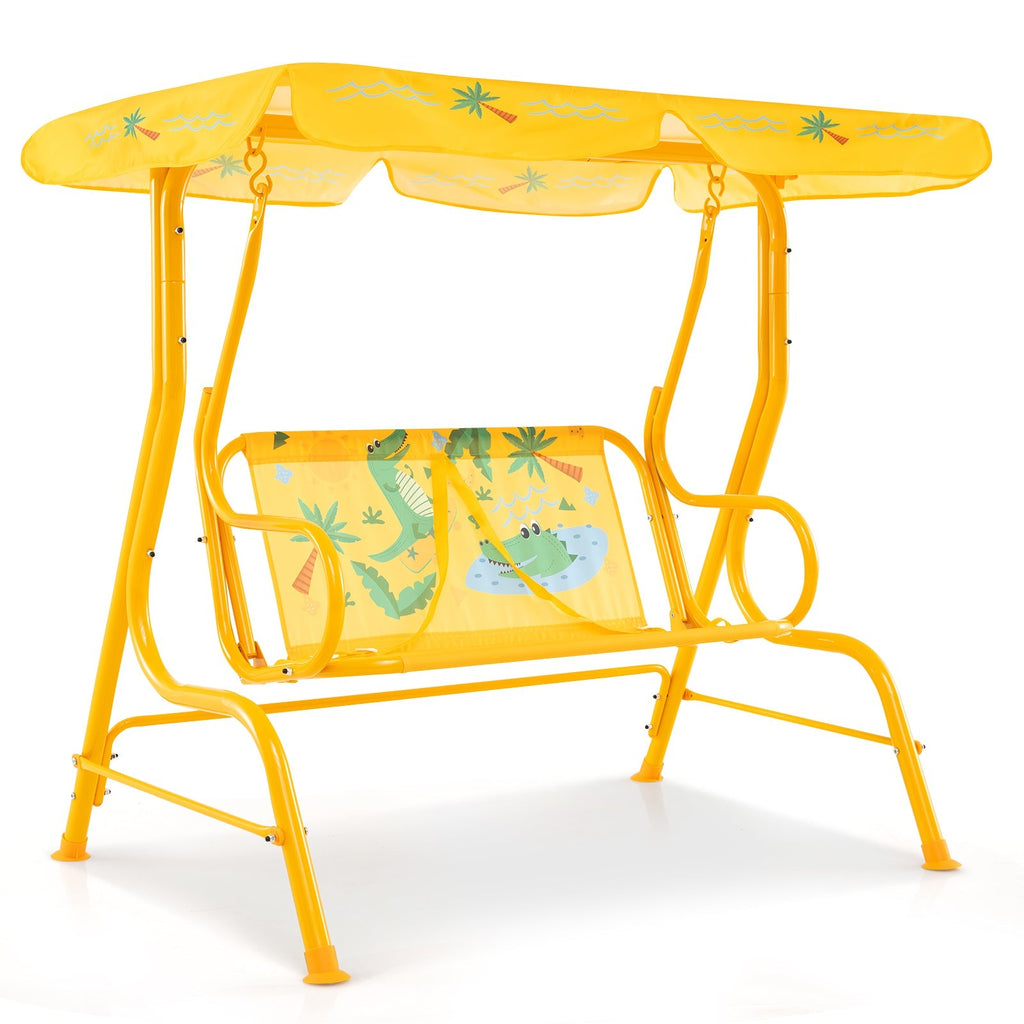 2-Seater Kids Patio Swing with Metal Stand and Adjustable Canopy-Navy