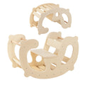 2-in-1 Rocking Horse Arch for Kids Montessori Climbing Toys with Arch Climber-Natural