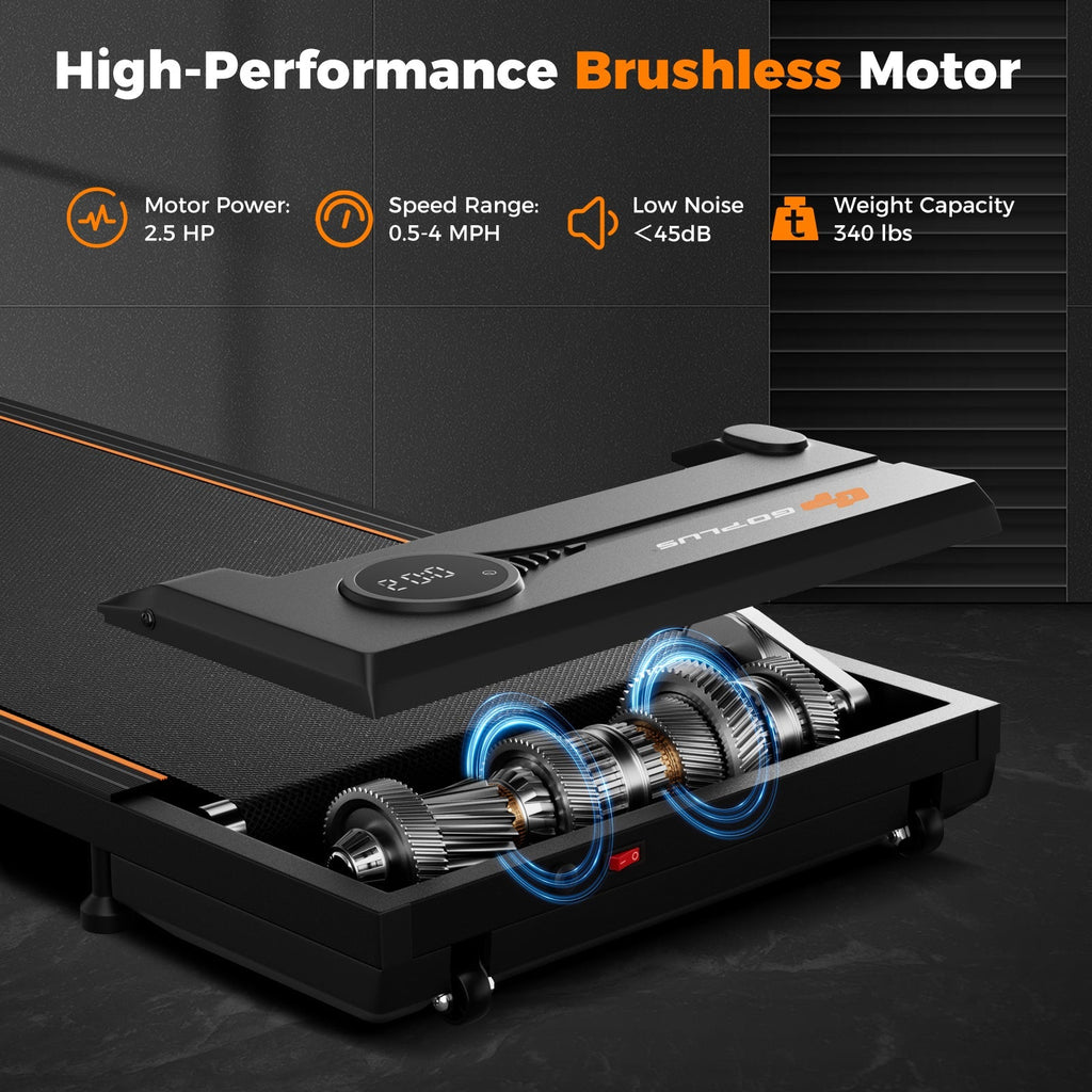 2.5HP Under Desk Treadmill with Remote Control for Home Office-Black