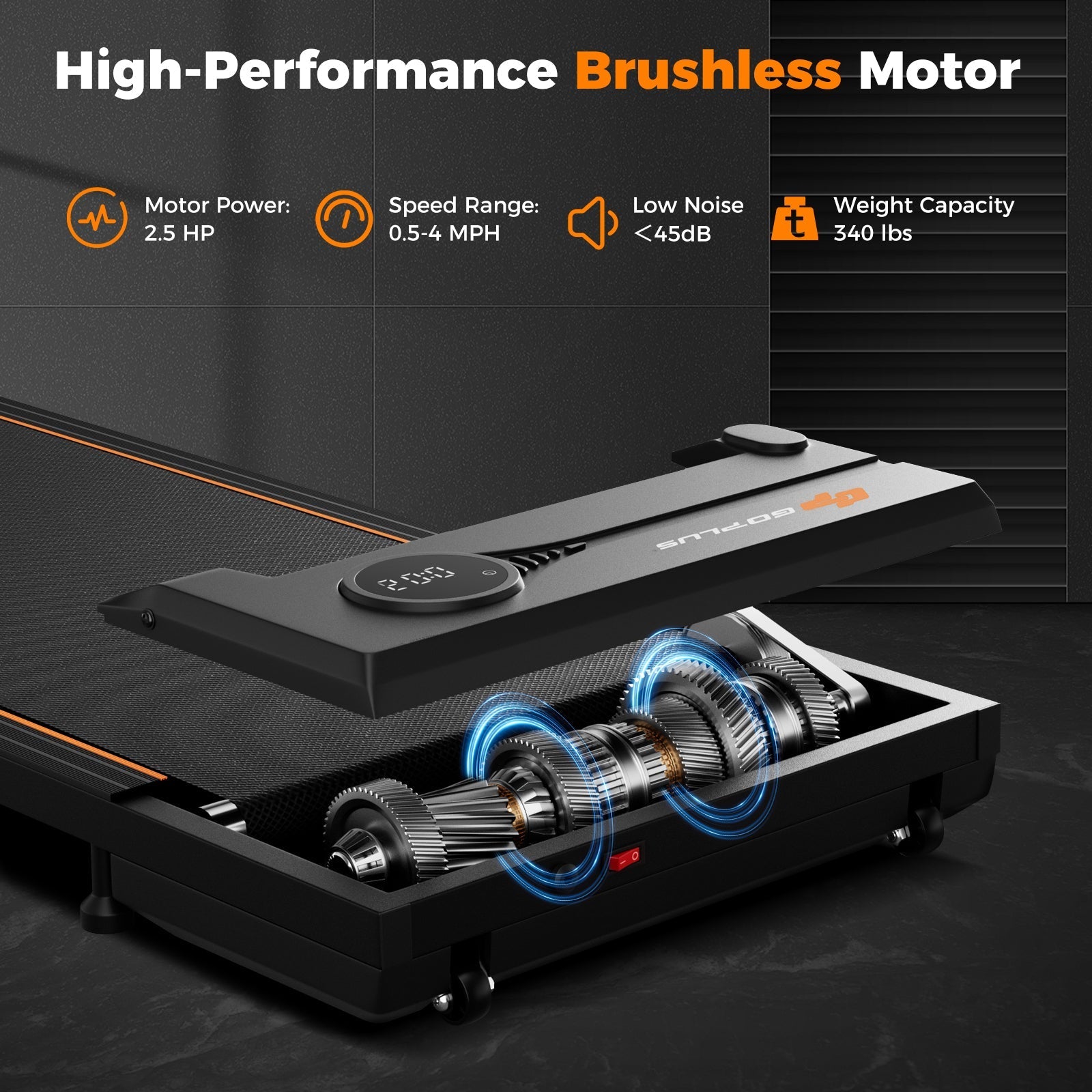 2.5HP Under Desk Treadmill with Remote Control for Home Office-Black
