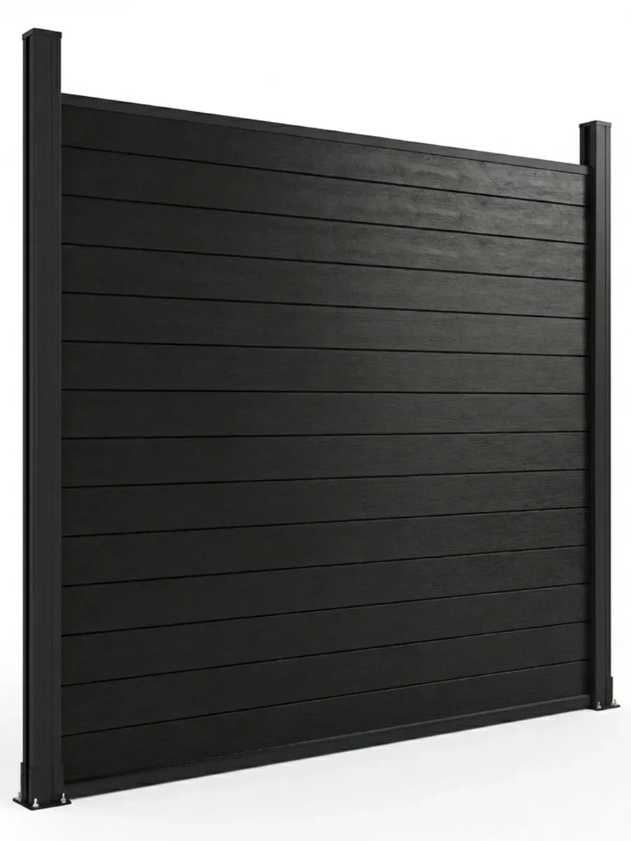 Black Aluminum Full Privacy Fence - 6ft x 6ft