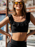 Black Ruffle Scoop Bralette
