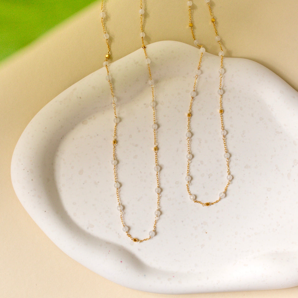 Margarita Chains - Green Onyx, Moonstone, Coral