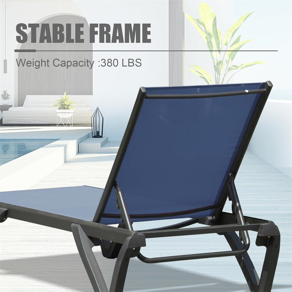 Outdoor Lounge Chair with Adjustable Backrest and Side Table - Aluminum Plastic