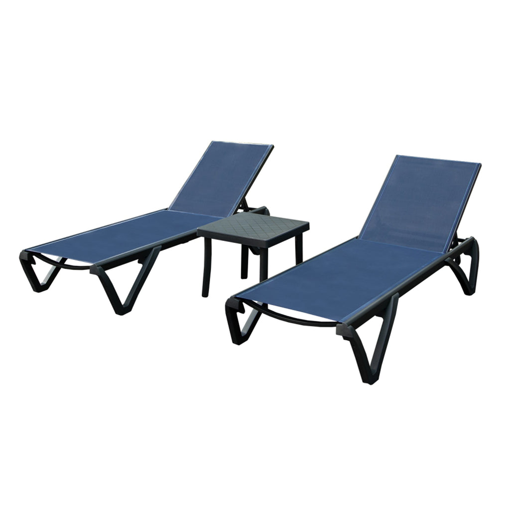 Outdoor Lounge Chair with Adjustable Backrest and Side Table - Aluminum Plastic