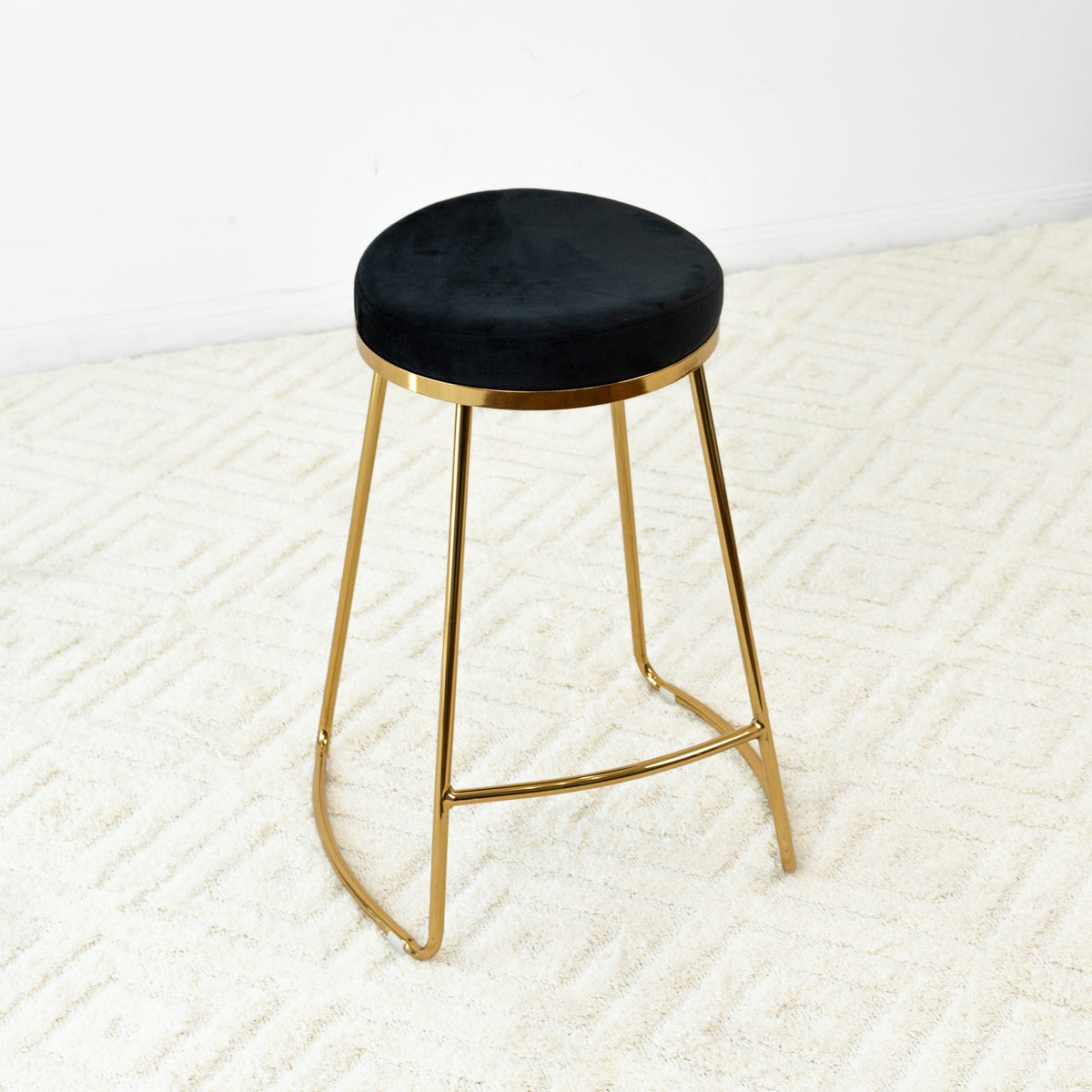 26" Mid-Century Modern Luxury Upholstered Stool with Velvet - Ashcroft