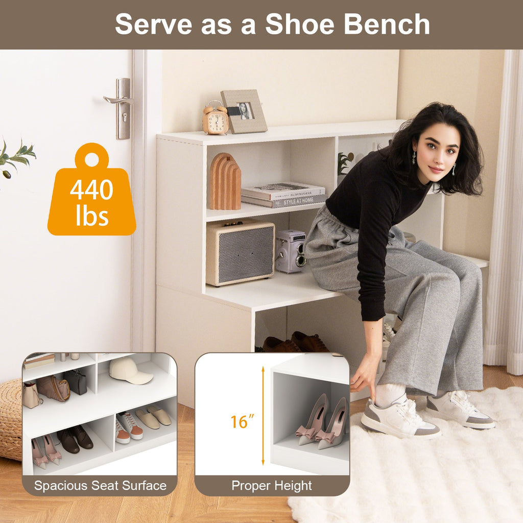 Entryway Shoe Cabinet with 2 Anti-tipping Kits-White