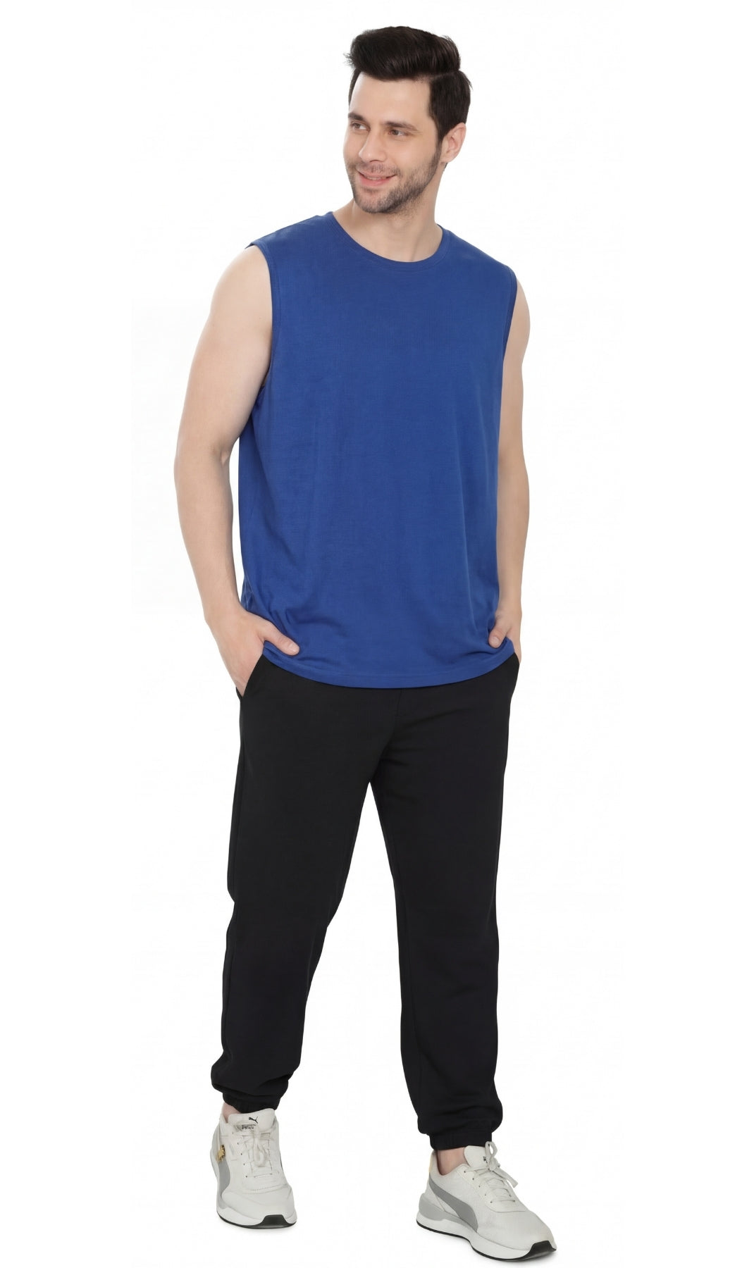 Men's Heavyweight Sleeveless Crew Neck T-Shirt with Chest Pocket