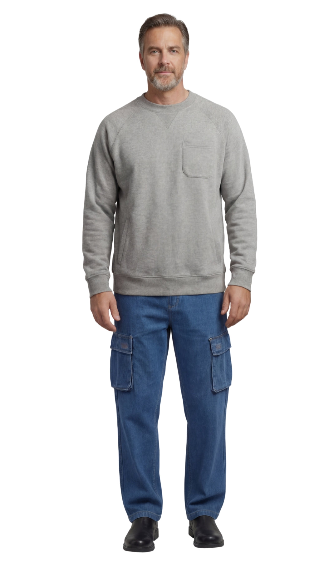 Men's 3-Pocket Fleece Sweatshirt with Raglan Seams