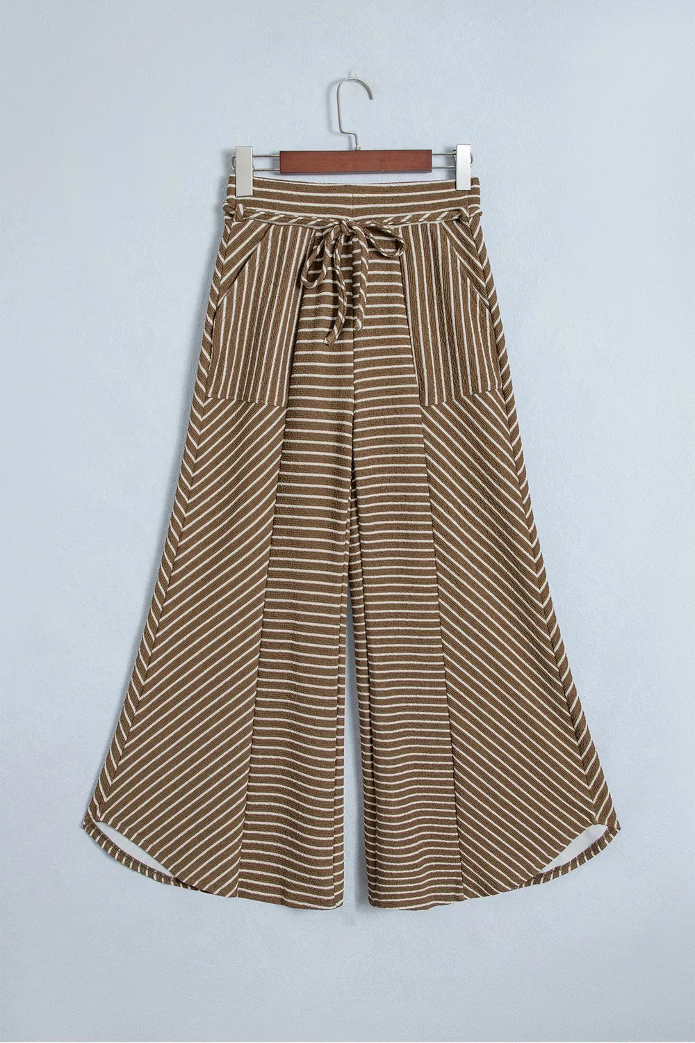 Stripe Patchwork Design Wide Leg Casual Pants