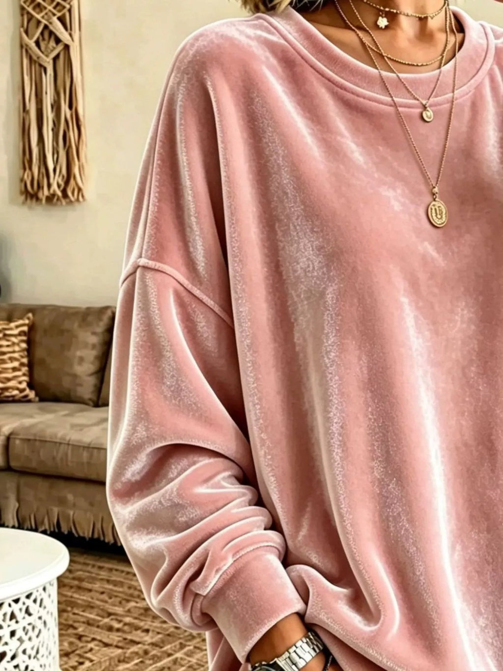 Full Size Solid Color Crew Neck Sweatshirt Plus Size