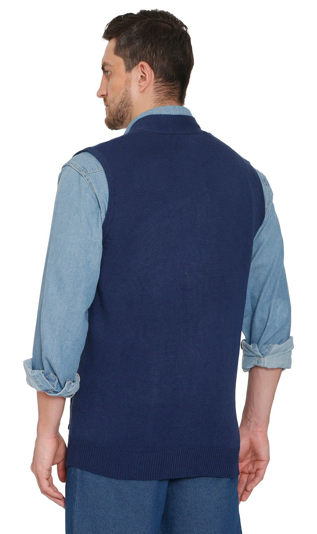 Men's Cashmere-Like Button Front Flat Knit Sweater Vest with Chest Pockets