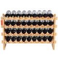 36 Bottle Stackable Modular Wine Rack Bamboo Wood Display Shelf 4-Tier