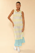 Miss Sparkling Open knit color block cover up