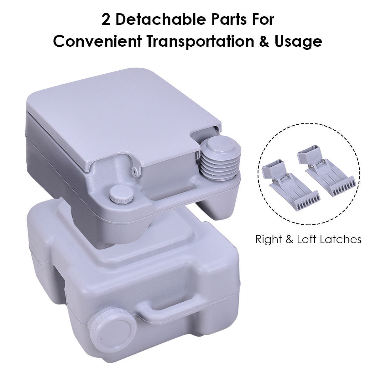 5.3 Gallon Portable Toilet with Waste Tank and Built-in Rotating Spout-Gray
