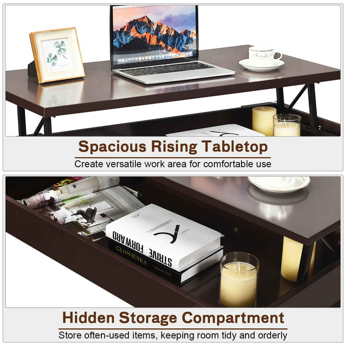 Lift Top Coffee Pop-UP Cocktail Table