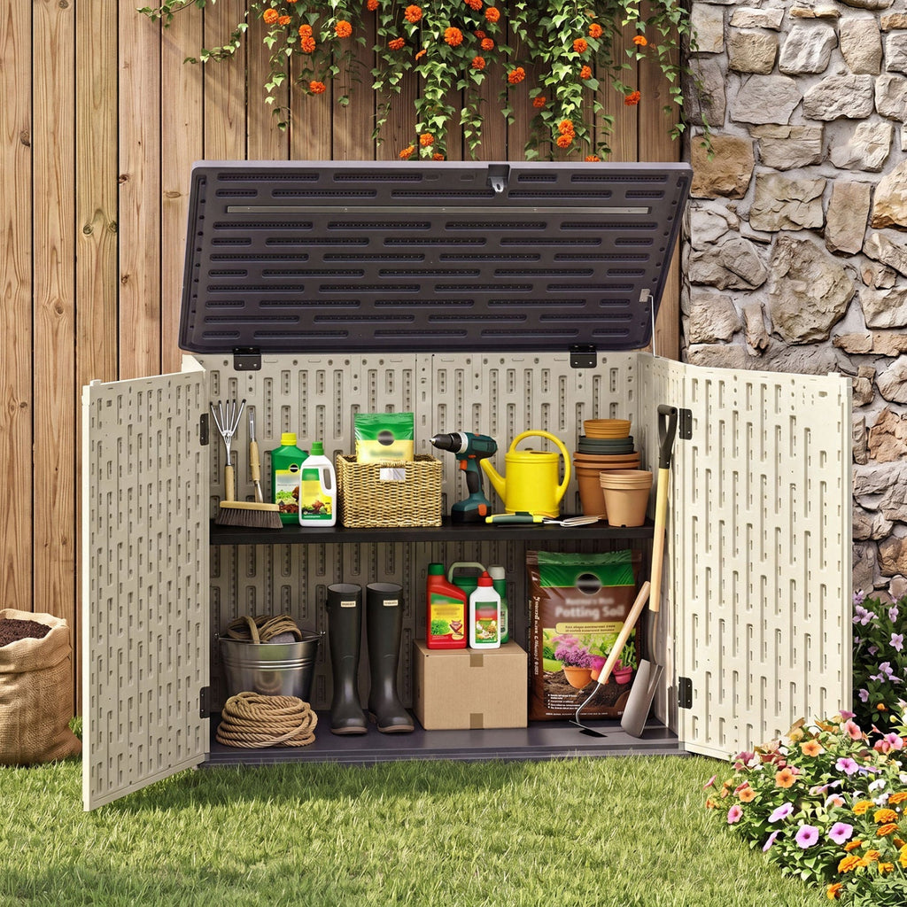 20 Cu.Ft Horizontal Resin Storage Shed with Adjustable Shelf