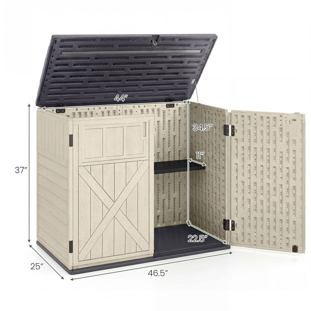 20 Cu.Ft Horizontal Resin Storage Shed with Adjustable Shelf