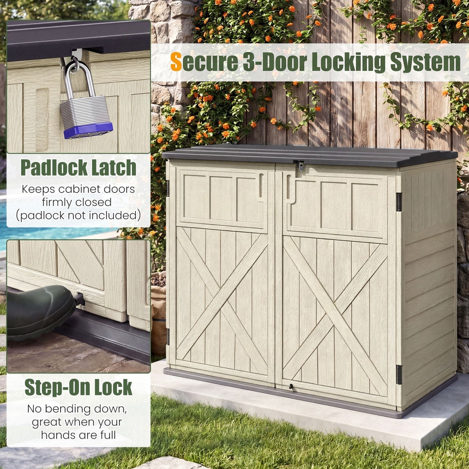 20 Cu.Ft Horizontal Resin Storage Shed with Adjustable Shelf