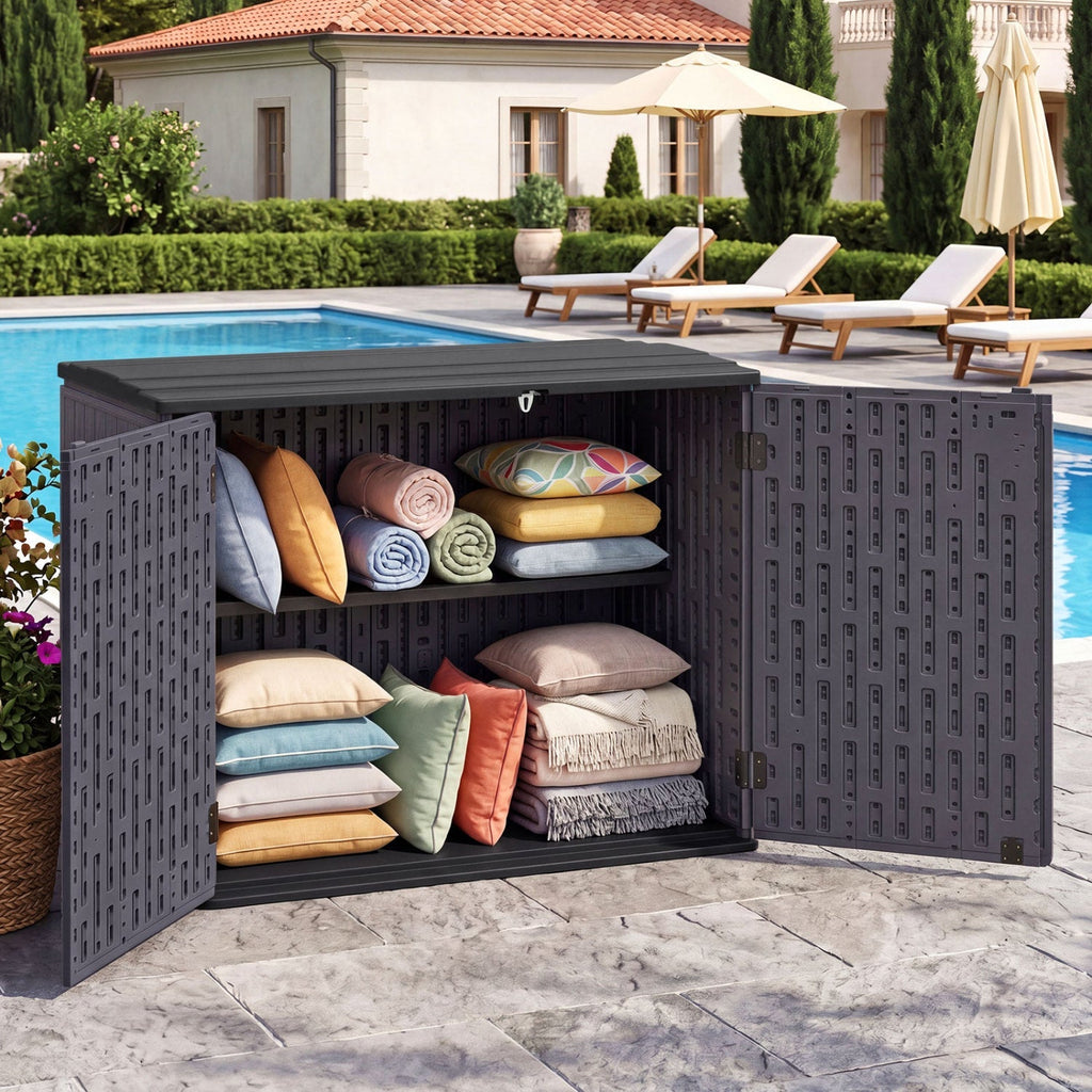 20 Cu.Ft Horizontal Resin Storage Shed with Adjustable Shelf