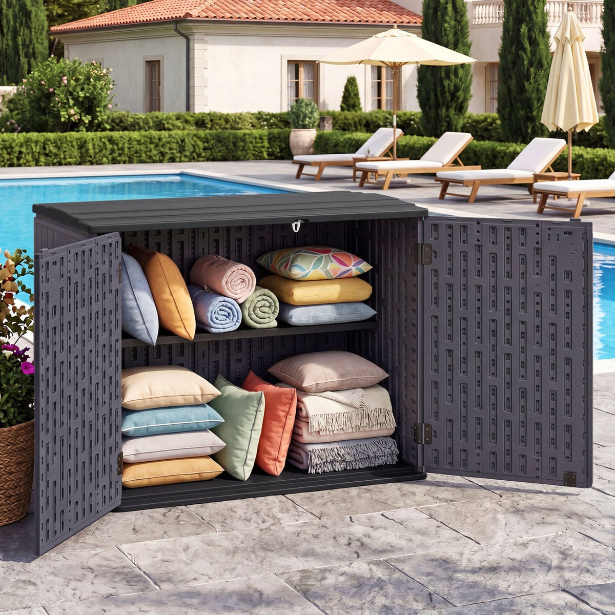 20 Cu.Ft Horizontal Resin Storage Shed with Adjustable Shelf