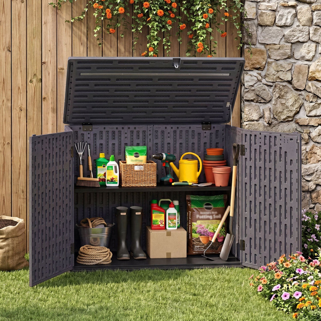 20 Cu.Ft Horizontal Resin Storage Shed with Adjustable Shelf