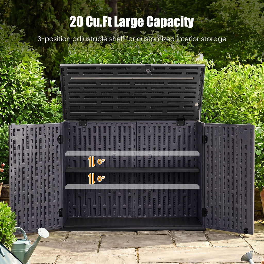 20 Cu.Ft Horizontal Resin Storage Shed with Adjustable Shelf