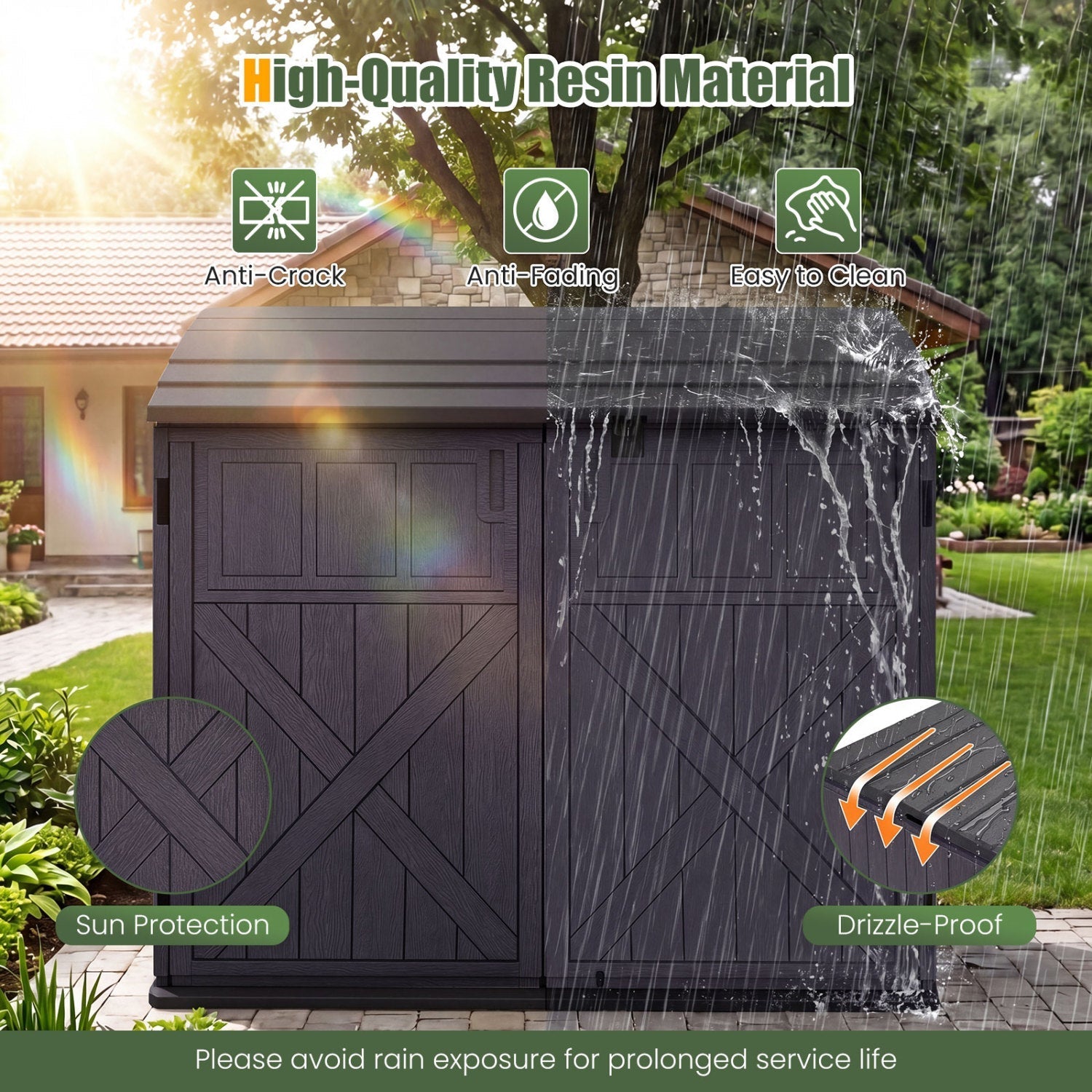 20 Cu.Ft Horizontal Resin Storage Shed with Adjustable Shelf