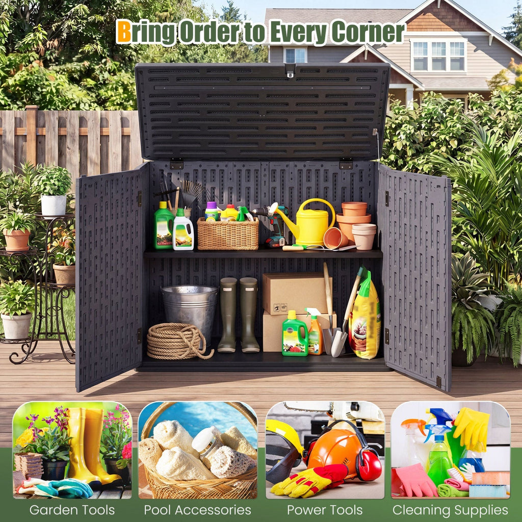 20 Cu.Ft Horizontal Resin Storage Shed with Adjustable Shelf