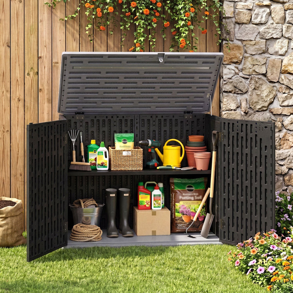 20 Cu.Ft Horizontal Resin Storage Shed with Adjustable Shelf